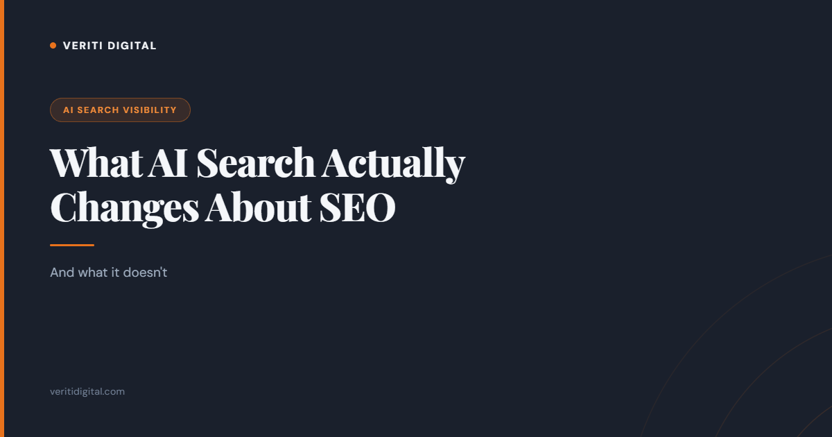 What AI Search Actually Changes About SEO — and what it doesn't, from Veriti Digital